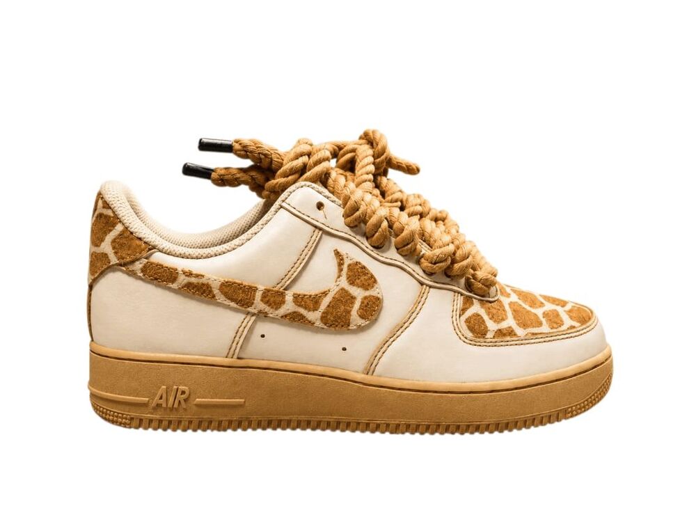 NIKE Air Force 1 Low Custom Orange Dip Dye Rope Lace Sneakers Size 8.5